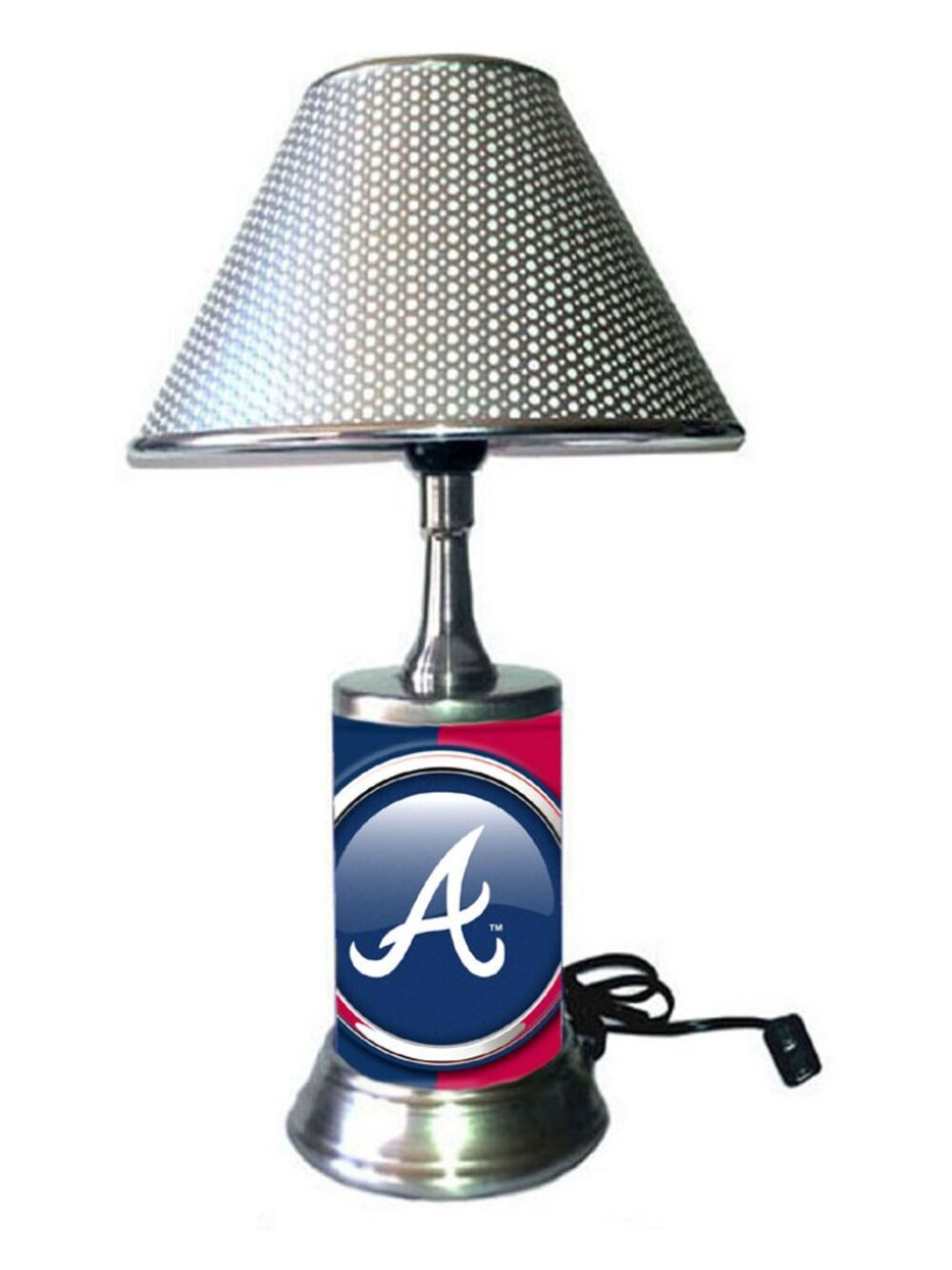 Atlanta Braves table lamp with chrome finish shade, desk lamp